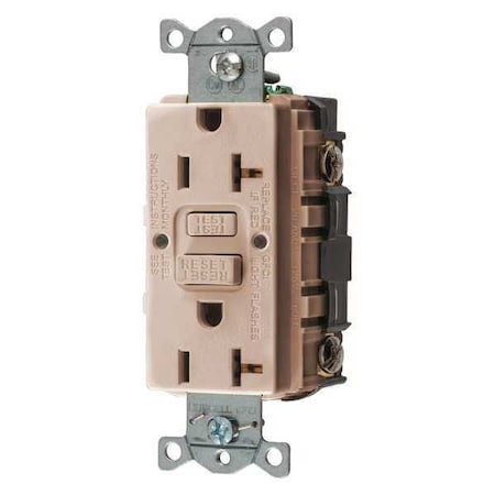 Hubbell Wiring Device-Kellems GFCI Rceptcle, Commer., Almnd, 20A, 1 HP GFRST20AL