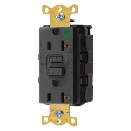 Hubbell Wiring Device-Kellems GFCI Rceptcle, Hspital, Blk, 20A, 1 HP SNAPGF83BLK