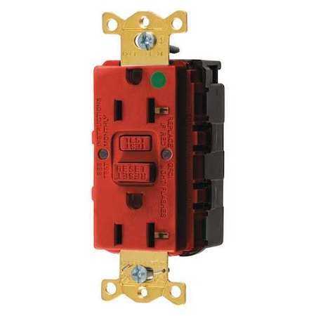 Hubbell Wiring Device-Kellems GFCI Rceptcle, Hspital, Red, 20A, 1 HP SNAPGF83R