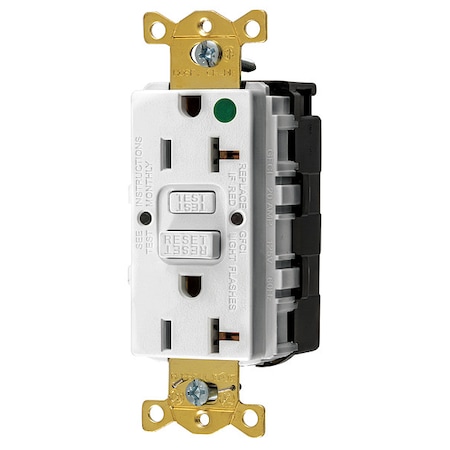 Hubbell Wiring Device-Kellems GFCI Rceptcle, Hspital, Wht, 20A, 1 HP SNAPGF83W