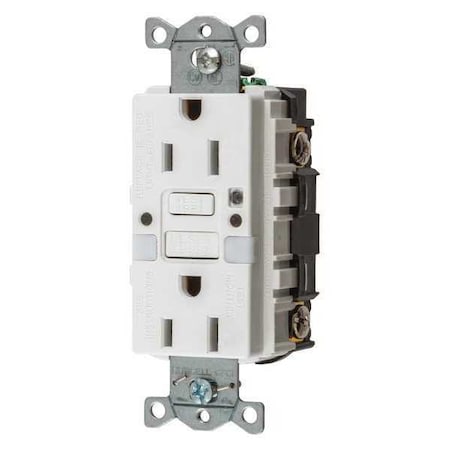 Hubbell Wiring Device-Kellems GFCI Rceptcle, Commer., Wht, 15A, 0.5 HP GFRST15WNL