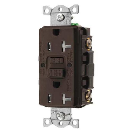 Hubbell Wiring Device-Kellems GFCI Rceptcle, Commer., Brwn, 20A, 1 HP GFRTR20