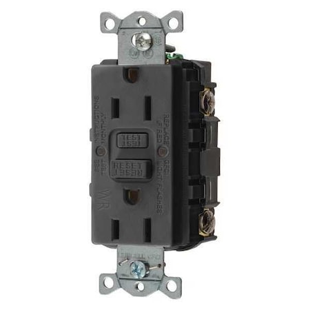 Hubbell Wiring Device-Kellems GFCI Rceptcle, Commer., Blk, 15A, 0.5 HP GFRWR15BLK