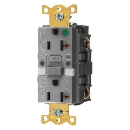 Hubbell Wiring Device-Kellems GFCI Rceptcle, Hspital, Gr, 20A, 1 HP GFTRST83GYNL