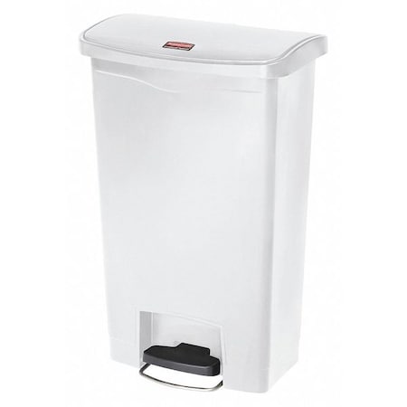 RUBBERMAID COMMERCIAL 13 gal Rectangular Trash Can, White, 17 3/4 in Dia, Step-On, Plastic 1883557