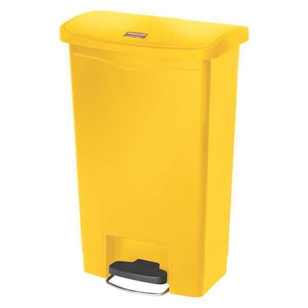 RUBBERMAID COMMERCIAL 13 gal Rectangular Trash Can, Yellow, 11 1/2 in Dia, Step-On, Plastic 1883575