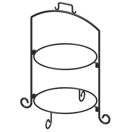 Iti Square Plate Stand, Blk, Iron, 2 Tier, 14In WR-142