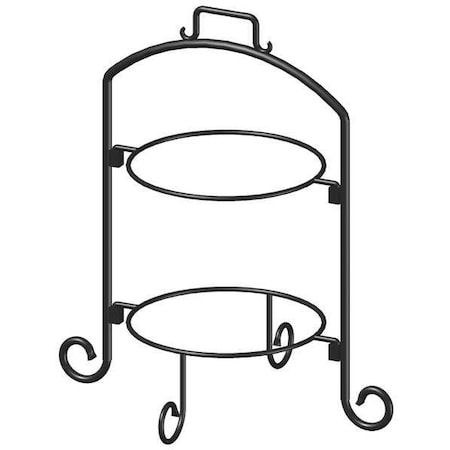Iti Round Plate Stand, Black, Iron, 2 Tier, 9 In WR-102