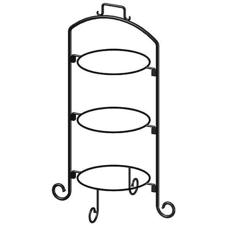 Iti Round Plate Stand, Black, Iron, 3 Tier, 9 In WR-103