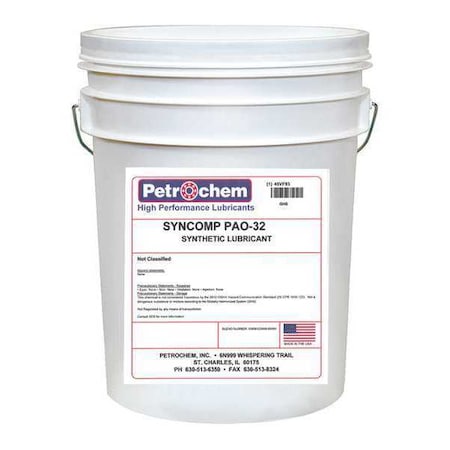 Petrochem Compressor Oil, 5gal, Pail, Polyalphaolefin SYNCOMP PAO-32-005