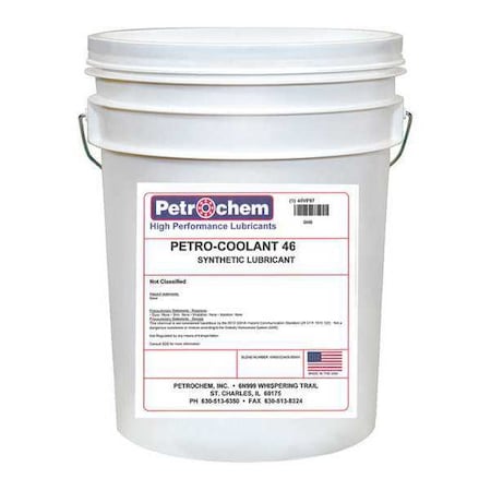 Petrochem Compressor Oil, 5 gal., Pail, Synthetic Oil PETRO-COOLANT 46-005