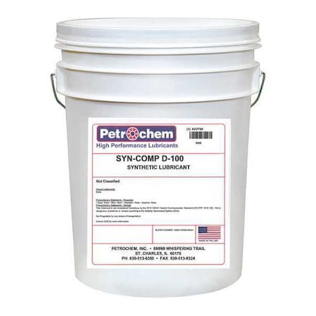 Petrochem Compressor Oil, 5 gal., Pail, Synthetic Oil SYN-COMP D-100-005