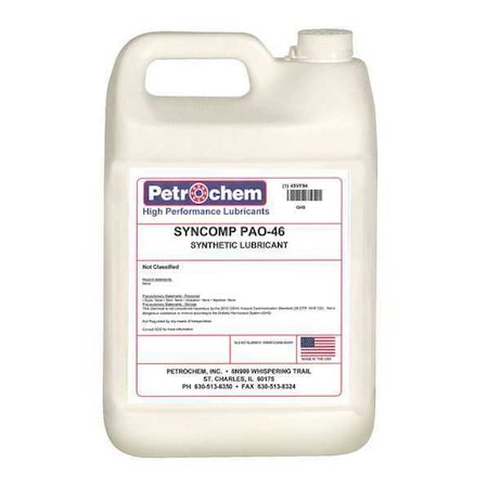 Petrochem Compressor Oil, 1gal, Jug, Polyalphaolefin SYNCOMP PAO-46-001