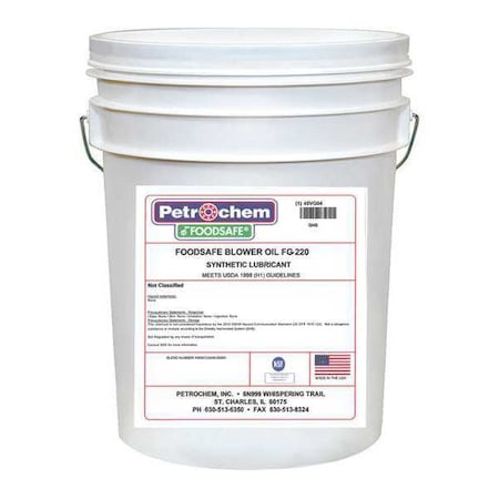 Petrochem Compressor Oil, 5gal, Pail, Polyalphaolefin BLOWER OIL FG-220-005