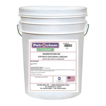 Petrochem Lubricant, 5 gal., Pail, Synthetic Oil, Colorless GEARSYN FGG-150-005