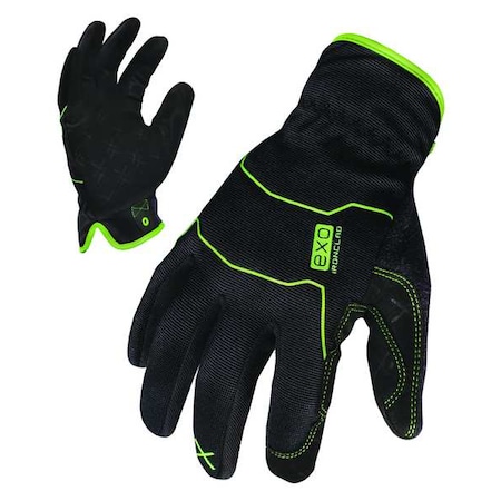 Ironclad Performance Wear EXO Mechanics Gloves, Embossed Synthetic Leather Palm, Polyester Back, M, Black/Green EXO2-MUG-03-M