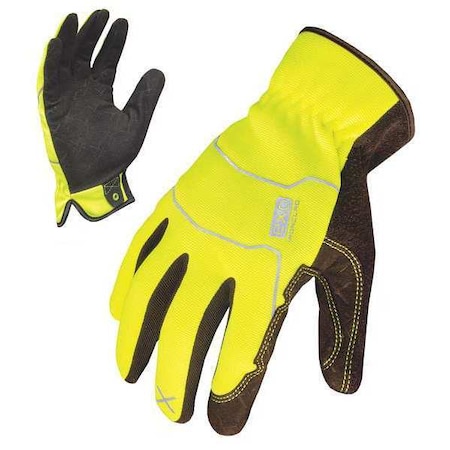 Ironclad Performance Wear EXO Hi-Vis Mechanics Gloves, Embossed Synthetic Leather Palm, Polyester Back, XL, Yellow EXO2-HSY-05-XL