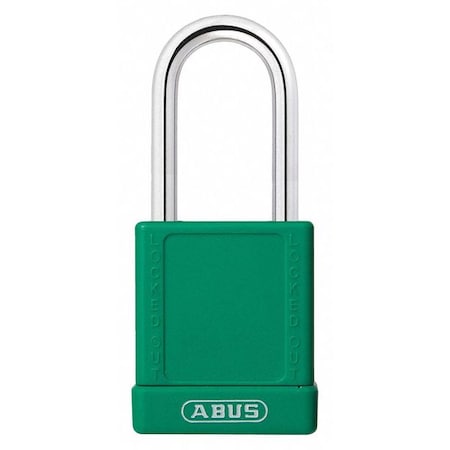 Abus Lockout Padlock, Keyed Different, Aluminum, Green, 1 1/2 in Shackle Height, 1 1/2 in Body Width 19624