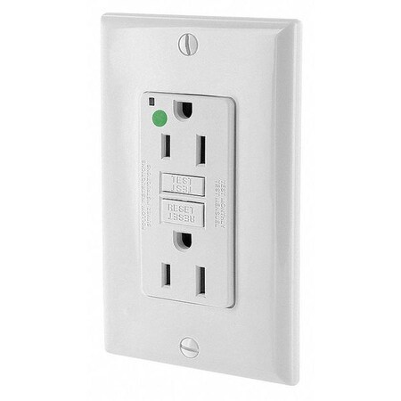 Leviton GFCI , Shallow Hospital Grade, White, 15A N7599-HGW