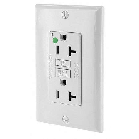 Leviton GFCI Receptacle, 20A, 125VAC, 5-20R, White N7899-HGW