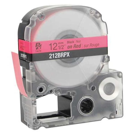 Epson Label Cartridge, Black on Red, Labels/Roll: Continuous 212BRPX