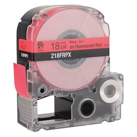 Epson Label Cartridge, Black on Fluorescent Red, Labels/Roll: Continuous 218FRPX