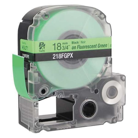 Epson Label Cartridge, Black on Fluorescent Green, Labels/Roll: Continuous 218FGPX
