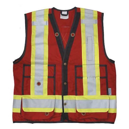 Viking Surveyor Vest, Red, 3XL, 29-3/4"L, Class 2 6165R-XXXL