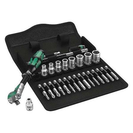 Wera 1/4" Drive Ratchet Set, SAE, Torx, 3/16 in to 1/2 in, Chrome, 28 Pieces 05004019001