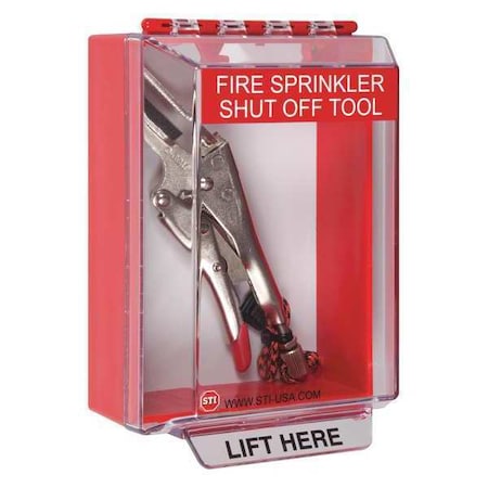 Safety Technology International Universal Stopper, Polycarbonate, Surface Mount, 4 7/8 in W x 6 in H x 3 1/8 in D, Clear, Gray, Red STI-14200NR-Z003