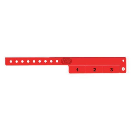 Identiplus ID Wristband, Vinyl, Cash Tag, Red, PK500 VC3-03