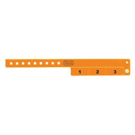 Identiplus ID Wristband, Vinyl, Cash Tag, Orange, PK500 VC3-04