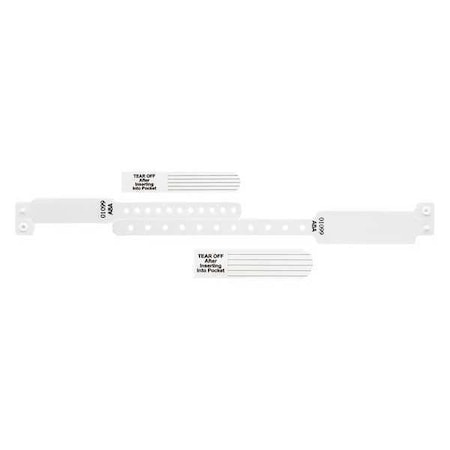 Identiplus ID Wristband Set, Vinyl, White, PK300 CLS-300-V1AFI-09