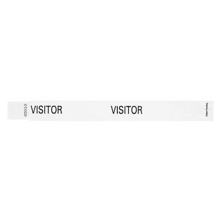 Identiplus ID Wristband, White, 1 in. W, Visitor, PK500 VIS-TA-09