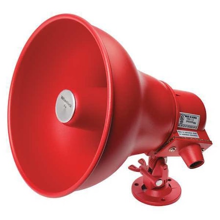 Eaton Horn, Fire Alarm, Continuous/Pulse, 25/70V, 93 to 102dB, Steel, Red, Wall Mount CN105942