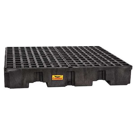 Condor Spill Pallet, 66 gal Spill Capacity, 4 Drums, 8,000 lb Load Capacity, Polyethylene 1645BC