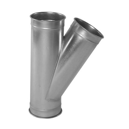 Nordfab Round 5"dia 19"L 30 Degrees  GSteel Wye Branch, 5 in Duct Dia, Galvanized Steel, 22 ga GA, 19" L 8040003007