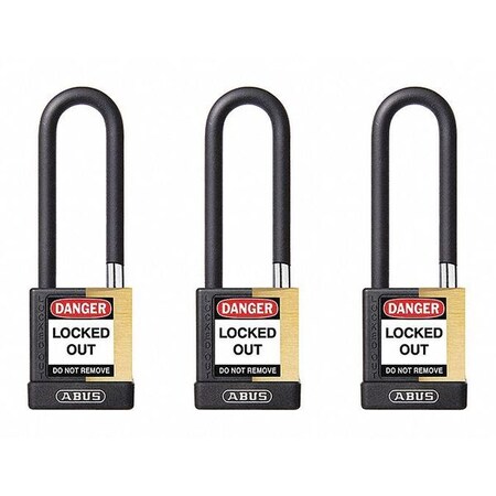Abus Keyed Padlock, Open, Rectangular Steel Body, Hardened Steel Shackle, 3/4 in W, 3 PK 20162