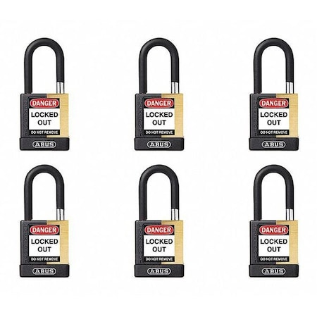 Abus Keyed Padlock, Open, Rectangular Steel Body, Hardened Steel Shackle, 3/4 in W, 6 PK 20078