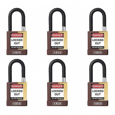 Abus Keyed Padlock, Open, Rectangular Steel Body, Hardened Steel Shackle, 3/4 in W, 6 PK 20154