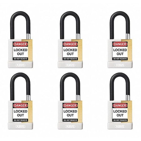 Abus Keyed Padlock, Open, Rectangular Steel Body, Hardened Steel Shackle, 3/4 in W, 6 PK 20080