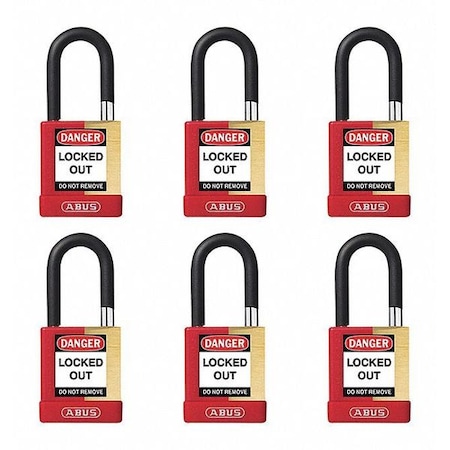 Abus Keyed Padlock, Open, Rectangular Steel Body, Hardened Steel Shackle, 3/4 in W, 6 PK 20082