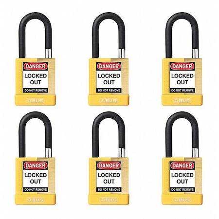 Abus Keyed Padlock, Open, Rectangular Steel Body, Hardened Steel Shackle, 3/4 in W, 6 PK 20152