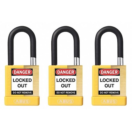 Abus Keyed Padlock, Open, Rectangular Steel Body, Hardened Steel Shackle, 3/4 in W, 3 PK 20074