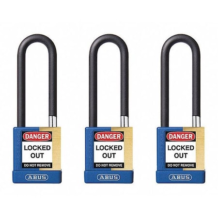 Abus Keyed Padlock, Open, Rectangular Steel Body, Hardened Steel Shackle, 3/4 in W, 3 PK 20160