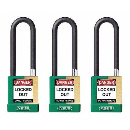 Abus Keyed Padlock, Open, Rectangular Steel Body, Hardened Steel Shackle, 3/4 in W, 3 PK 20108