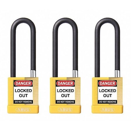 Abus Keyed Padlock, Open, Rectangular Steel Body, Hardened Steel Shackle, 3/4 in W, 3 PK 20109