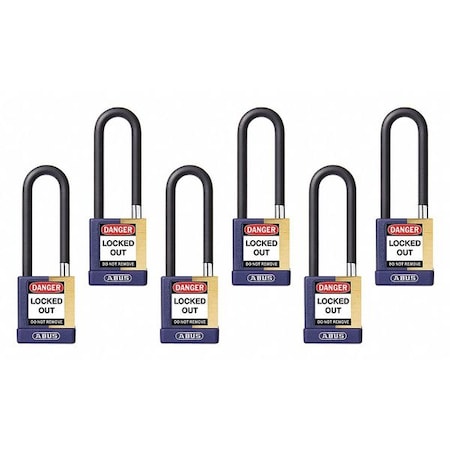 Abus Keyed Padlock, Open, Rectangular Steel Body, Hardened Steel Shackle, 3/4 in W, 6 PK 20115