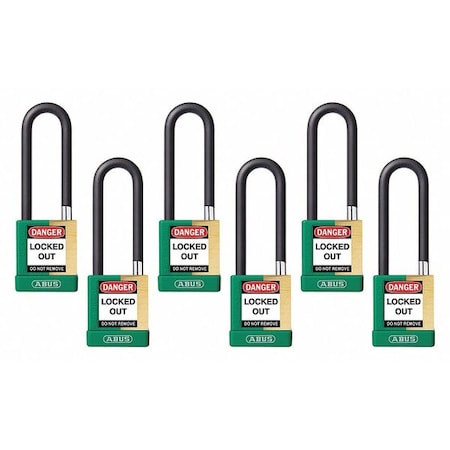 Abus Keyed Padlock, Open, Rectangular Steel Body, Hardened Steel Shackle, 3/4 in W, 6 PK 20168