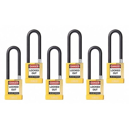 Abus Keyed Padlock, Open, Rectangular Steel Body, Hardened Steel Shackle, 3/4 in W, 6 PK 20118